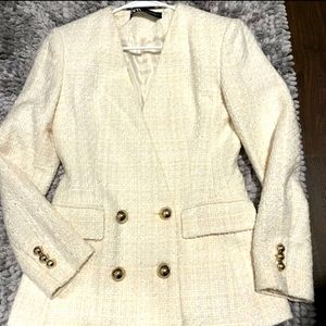 Zara Tweed Cream Blazer